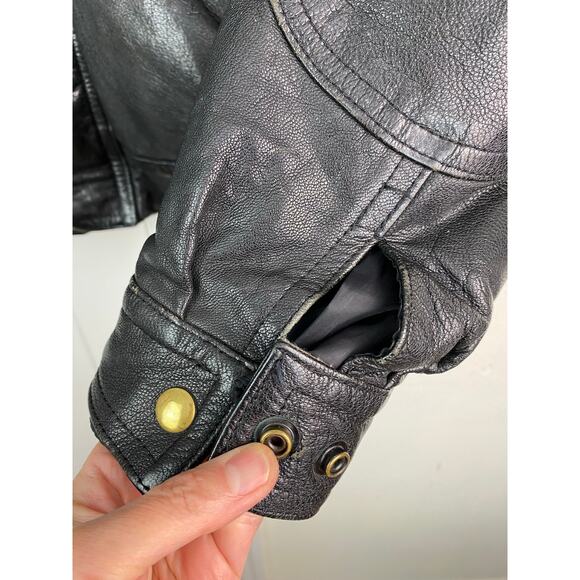 San Diego Leather Factory Men's 46 Black Leather Insulated Bomber Flight Jacket - Picture 2 of 11